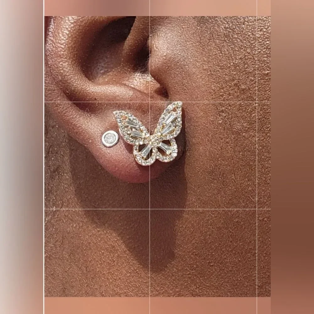 Diamond butterfly earrings in gold #544